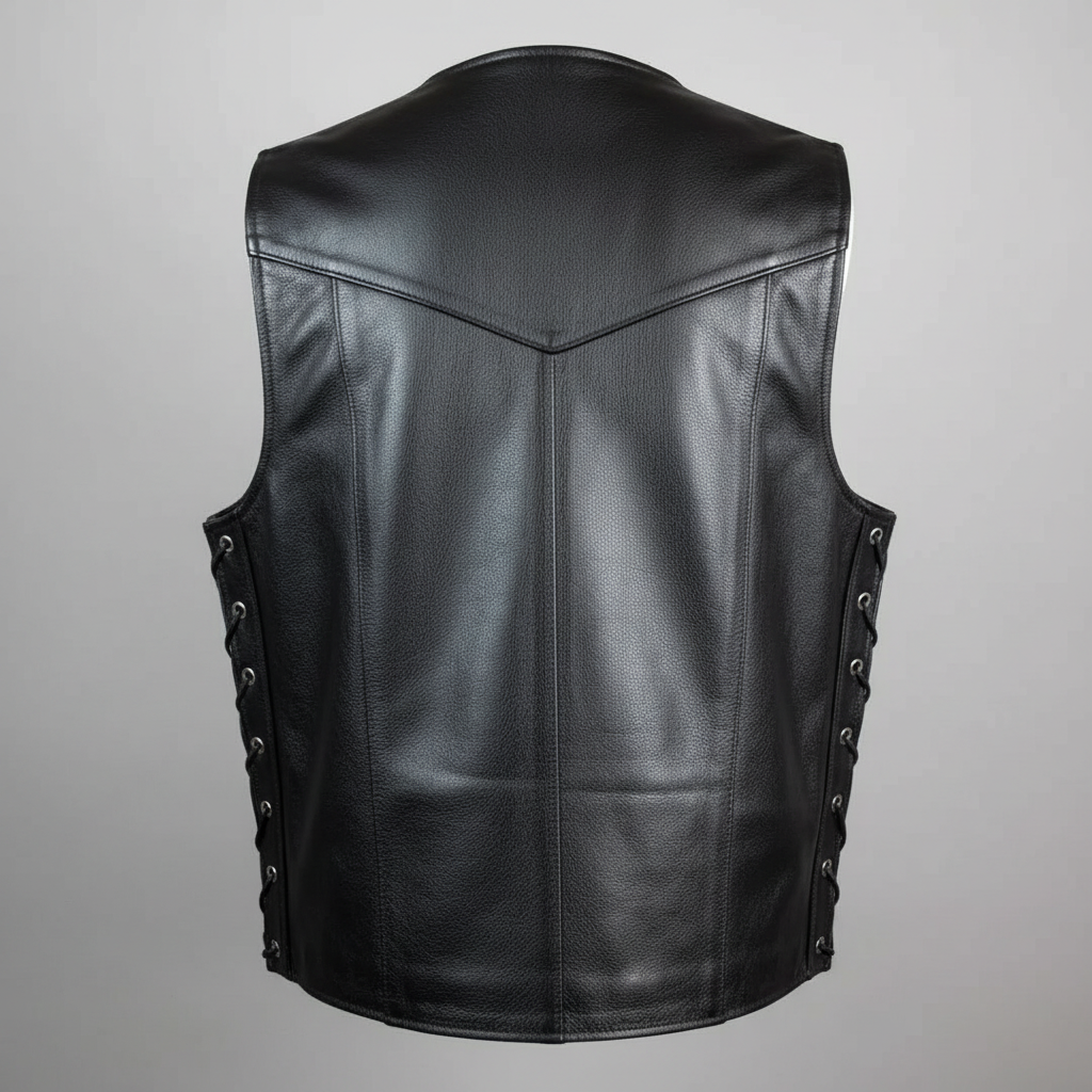 Gilet en cuir lacé sur les côtés pour homme Open Road