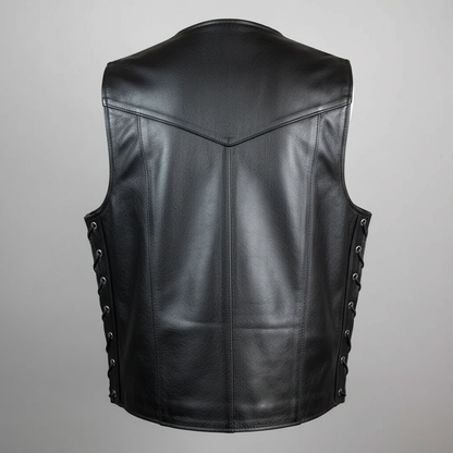 Gilet en cuir lacé sur les côtés pour homme Open Road