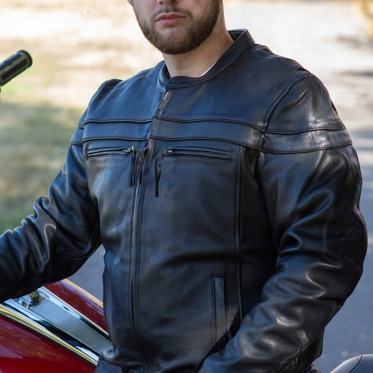 Blouson moto en cuir Maverick pour homme d'Open Road