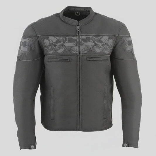 Open Road Men's Reflective Skull Cordura Motorcycle Jacket
