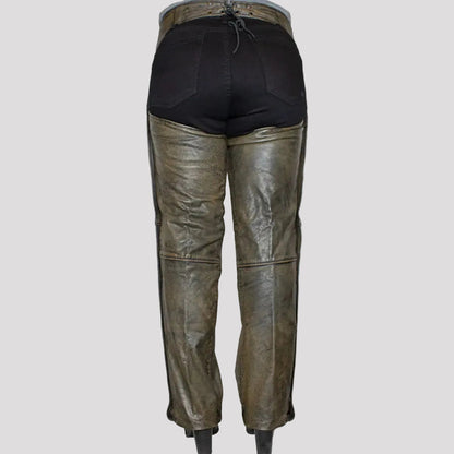 Open Road Women's Distressed Brown Leather Chaps