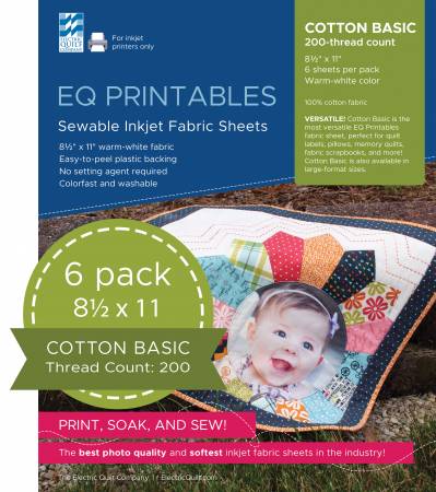 Feuilles de tissu jet d'encre EQ Printables 8,5 po x 11 po
