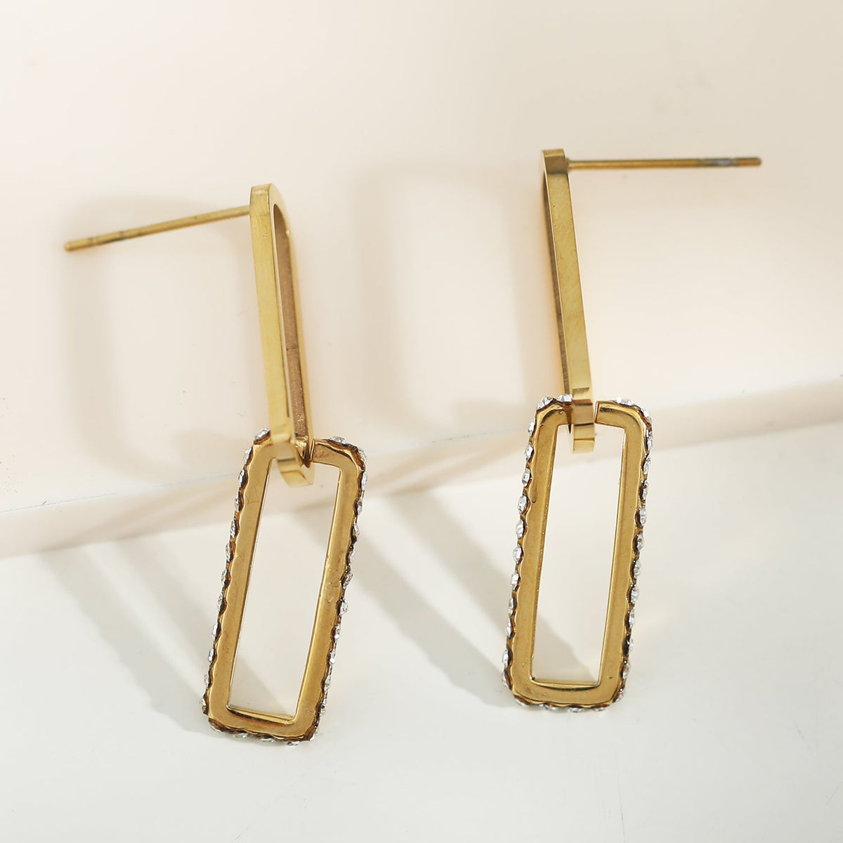 LUCIANA Pavé Zirconia Twin Paper Clip Gold Earrings