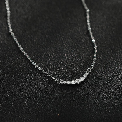 KIMI Beaded Silver Chain with Dainty Pavé-Set Zirconia Pendant