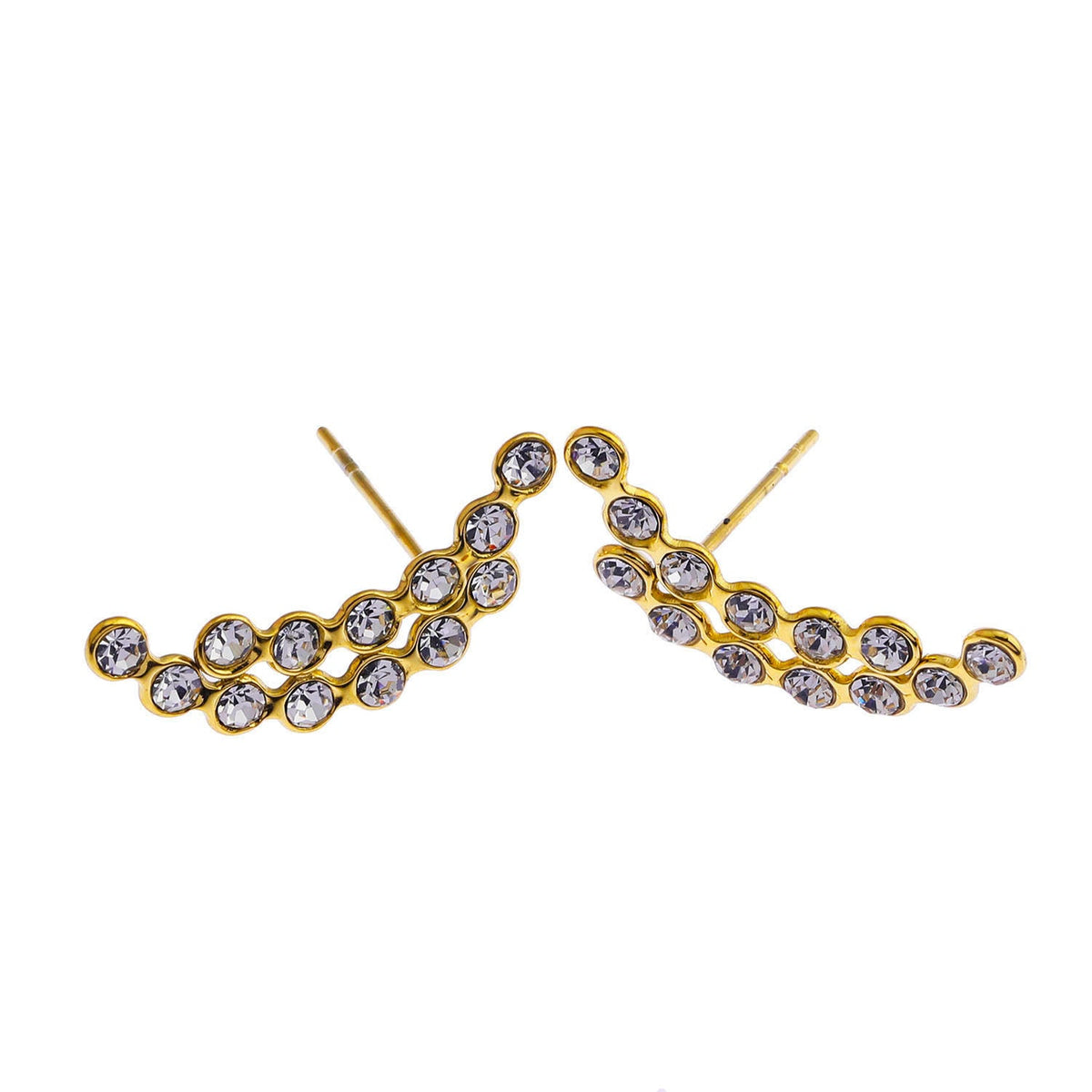KIANI Duo Curved Silhouette Zirconia Stud Earrings