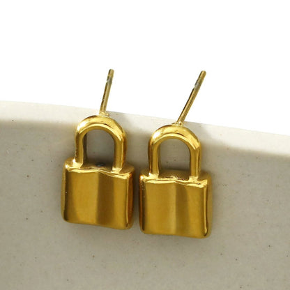 Boucles d'oreilles clous mini cadenas JUNI