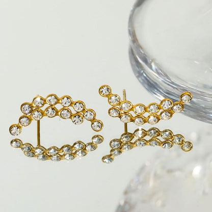 KIANI Duo Curved Silhouette Zirconia Stud Earrings