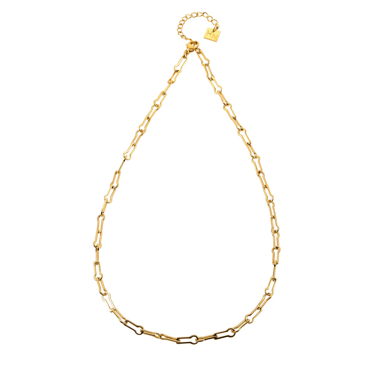 TIASA: Asymmetrical Paper Clip Gold Chain Necklace