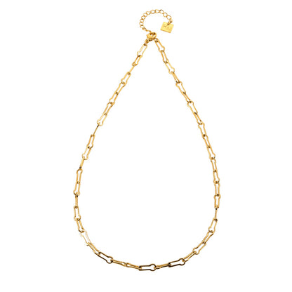TIASA: Asymmetrical Paper Clip Gold Chain Necklace