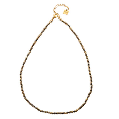 MEDILNA: Gold-Black Two-Tone Crystal Beads Chain Necklace