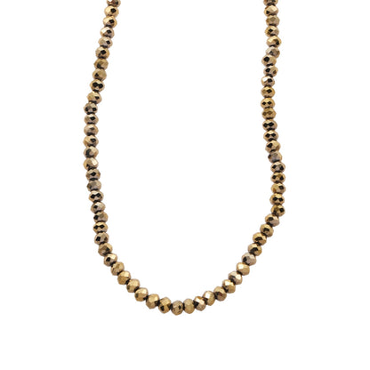 MEDILNA: Gold-Black Two-Tone Crystal Beads Chain Necklace