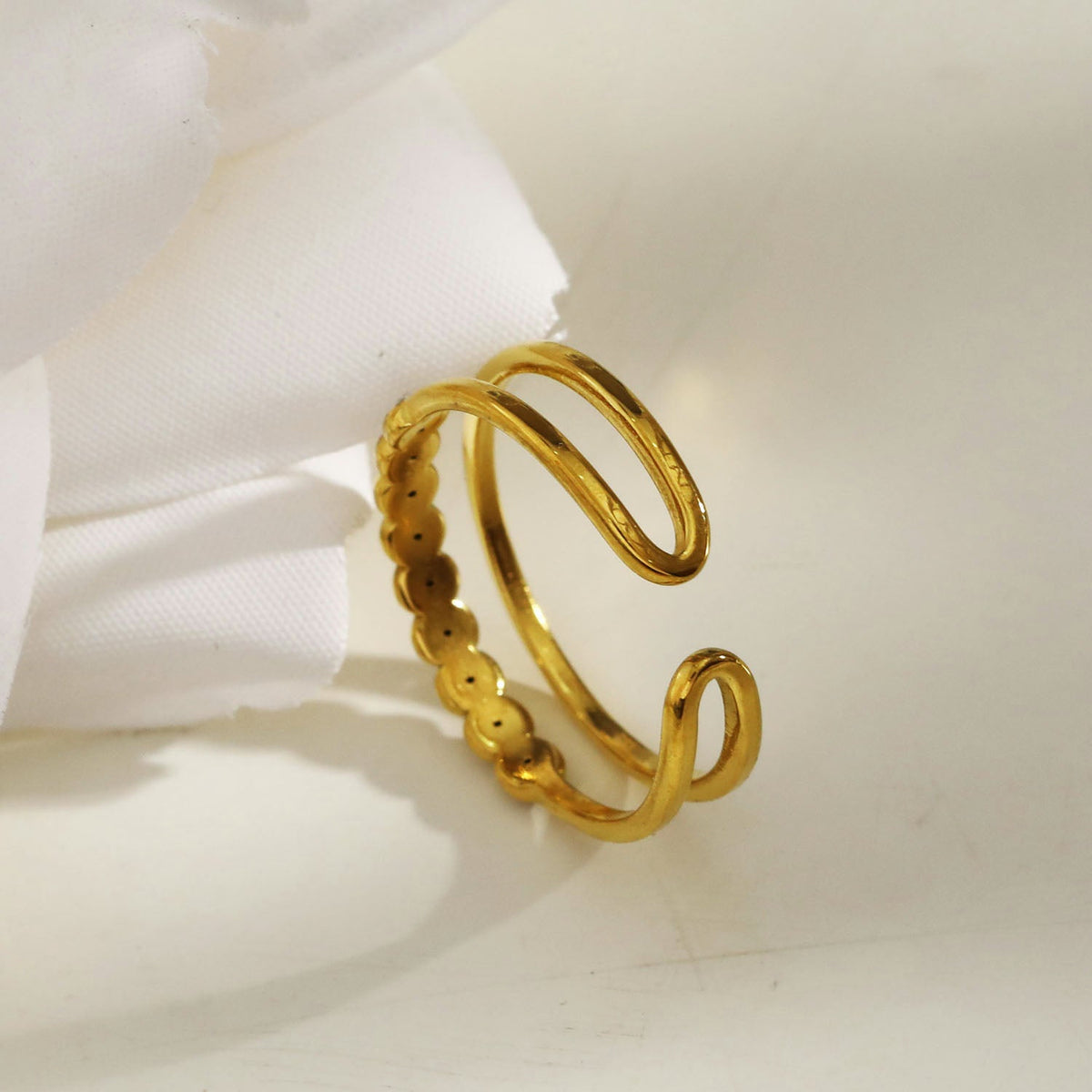 ORDELLA : Bague double parallèle empilable ornée de zircones