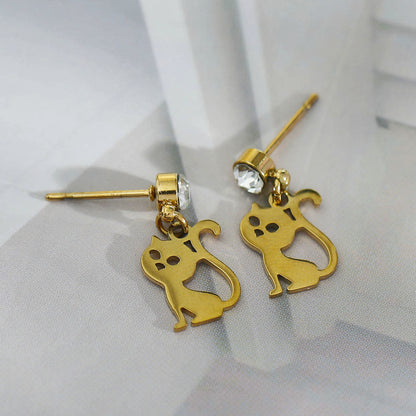 KITTY: Cat Earrings with a Zirconia (CZ) Stone