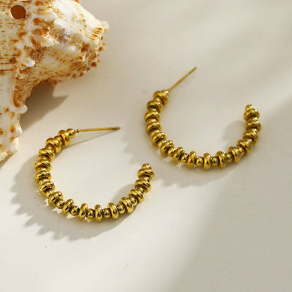 Boucles d'oreilles créoles dorées perlées ACCADIA