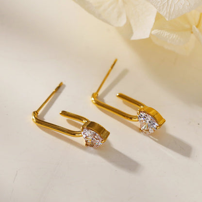 ARETE: Timeless Romance - Heart Gemstone Paper-Clip Earrings
