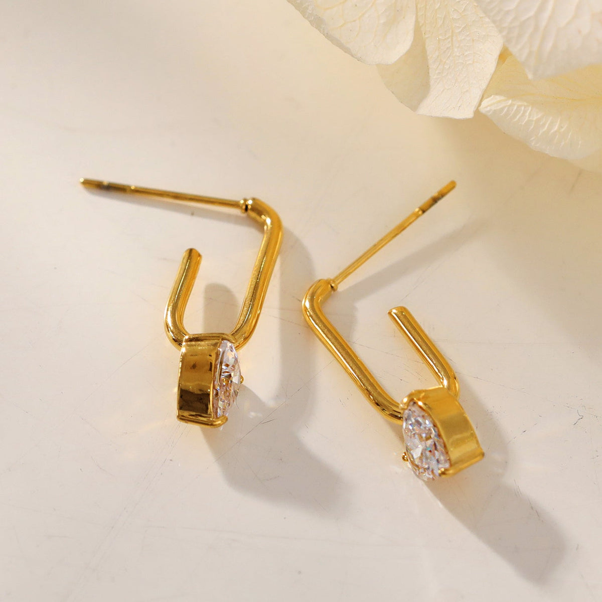 ARETE: Timeless Romance - Heart Gemstone Paper-Clip Earrings