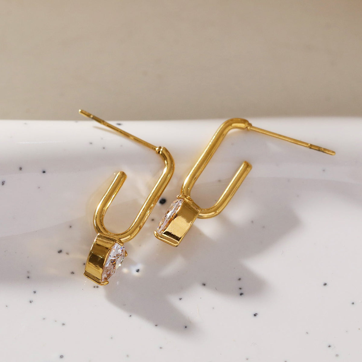 ARETE: Timeless Romance - Heart Gemstone Paper-Clip Earrings