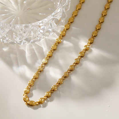 ANTHEA : Collier chaîne perlé ovale à motifs