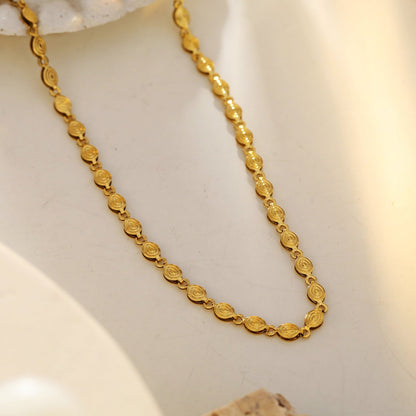 ANTHEA : Collier chaîne perlé ovale à motifs