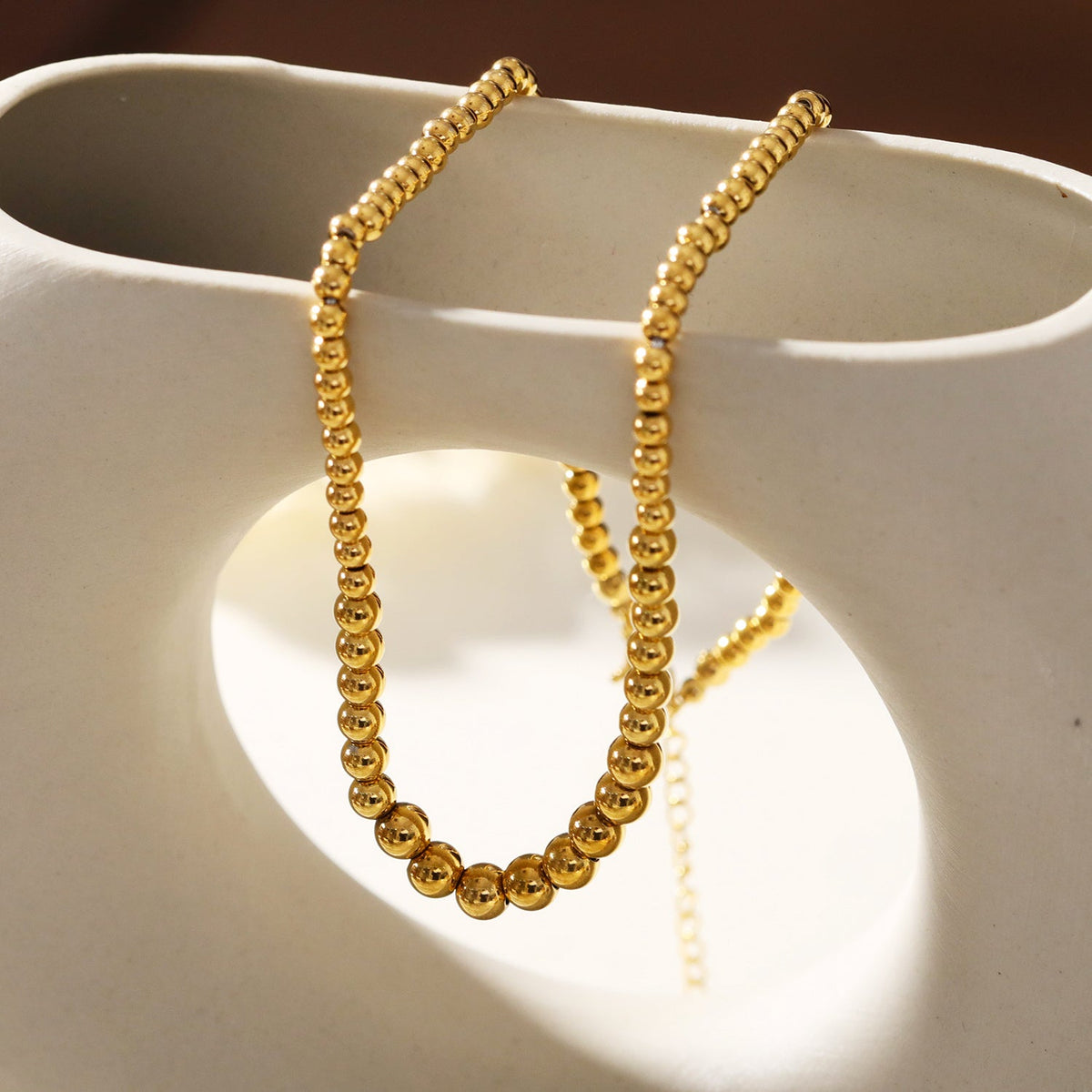 ELIF : Collier Chaîne Perles Boule Duo