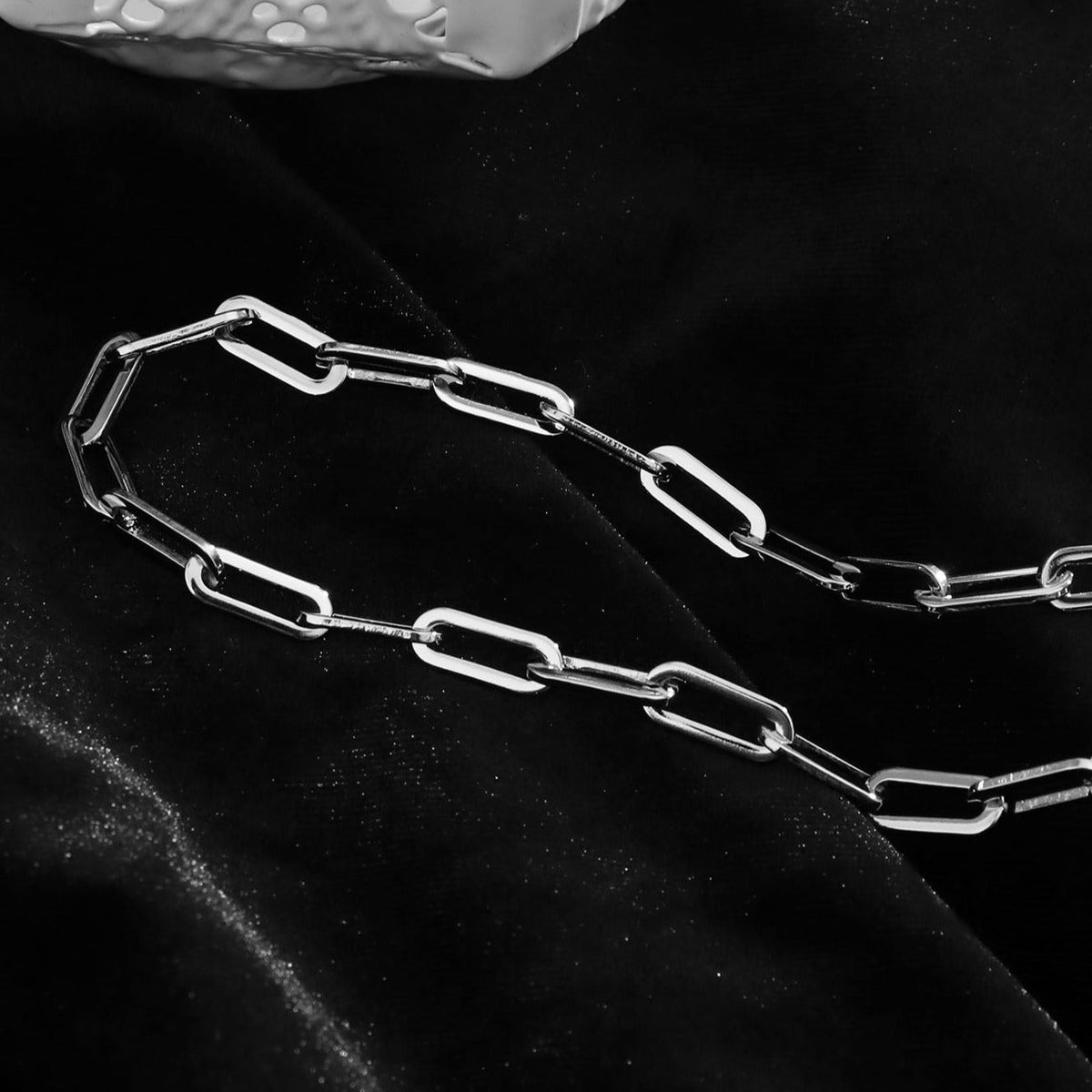 JACINTA Contemporary Paper Clip Silver Chain Necklace