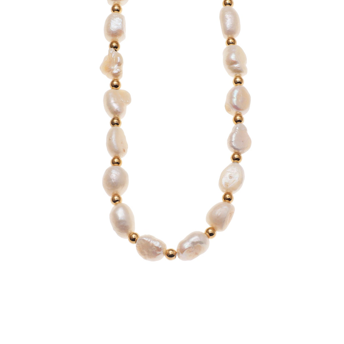 ELISA: Fresh Water Pearls & Gold Beaded Chain Necklace