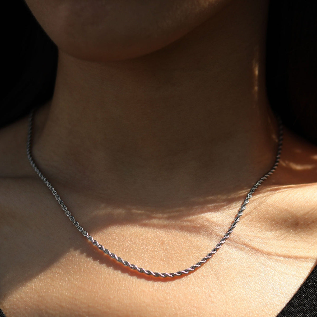 KIRA: Rope Chain Silver Necklace 24 Inches
