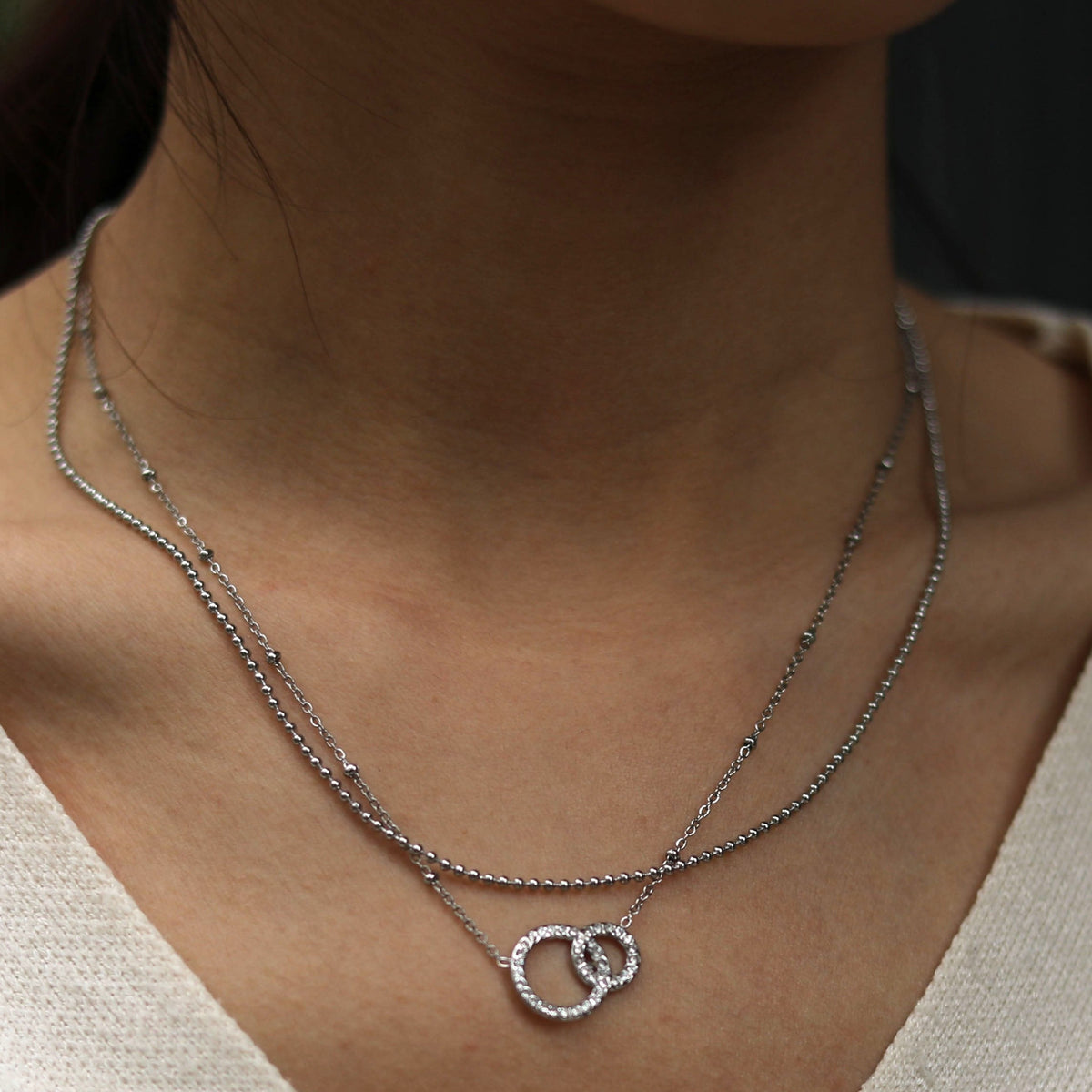 DELANEY Collier en Argent avec Pavé de Zircons