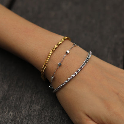BILLIE Silver (White Gold): Cuban Link Chain Silver Bracelet