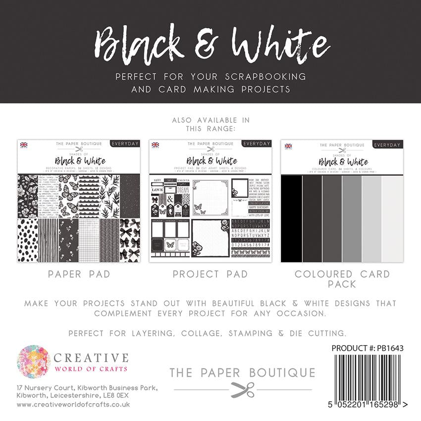 The Paper Boutique Everyday - Nuances de noir et blanc - Bloc de projets 20,3 cm x 20,3 cm