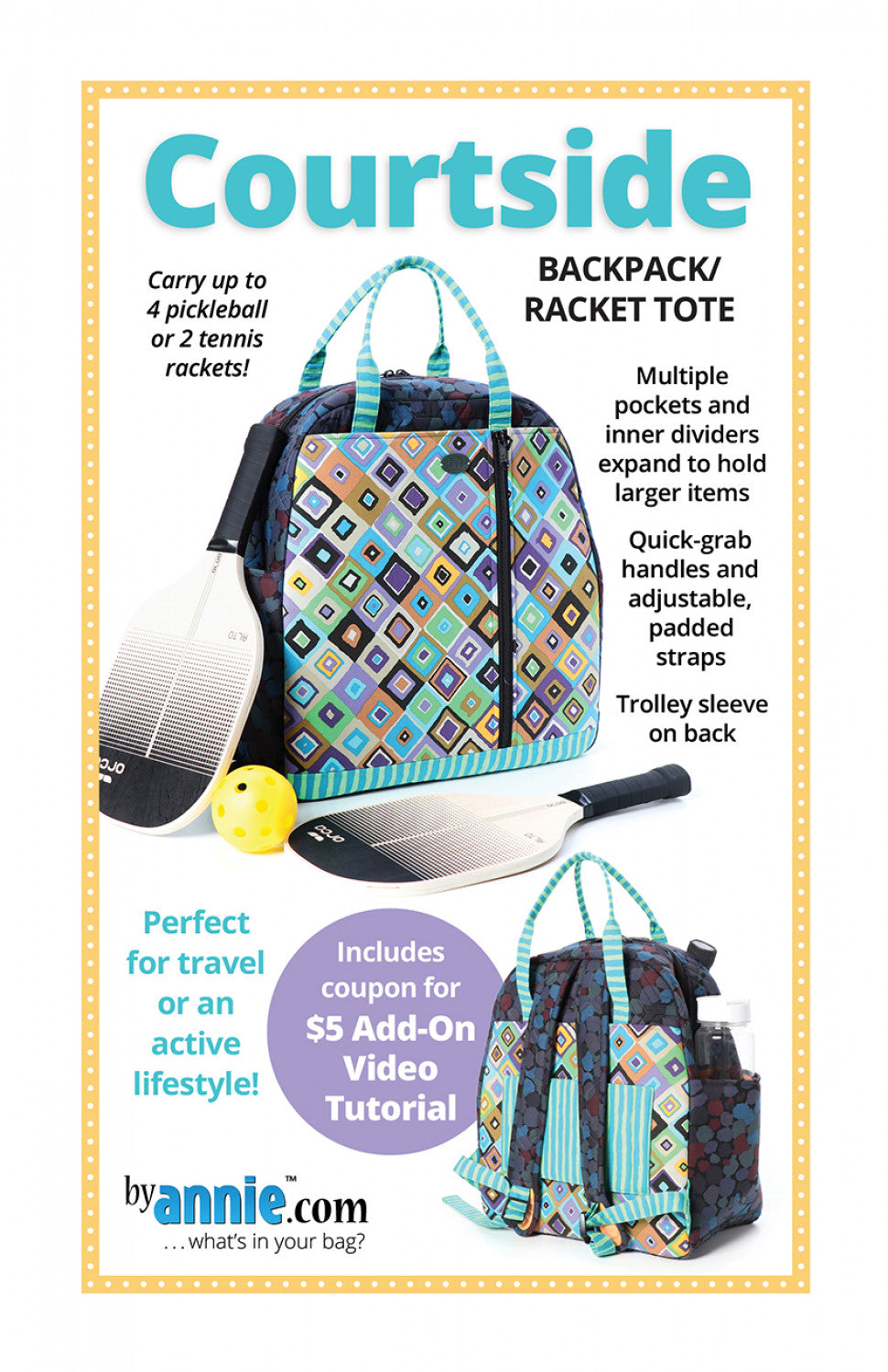 Courtside Backpack Racket Tote - By Annie