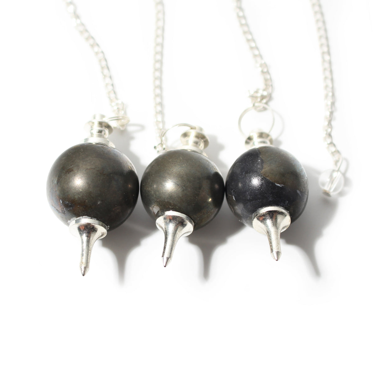 Pyrite Ball and Point Pendulum - 3 Pack