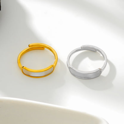 PEILLON Gold: Modern Minimalist Natural Shell Band Inset Ring