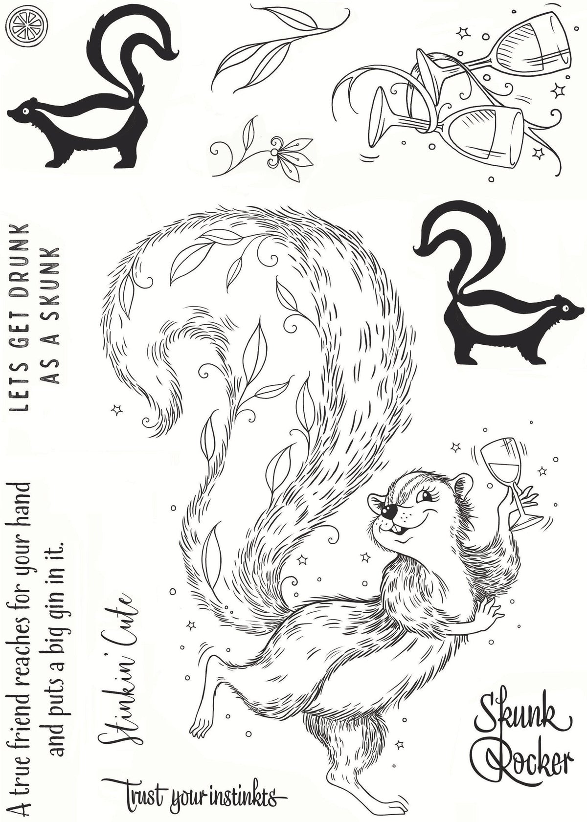 Pink Ink Designs Stinkin' Cute 6 in x 8 in Clear Stamp Set