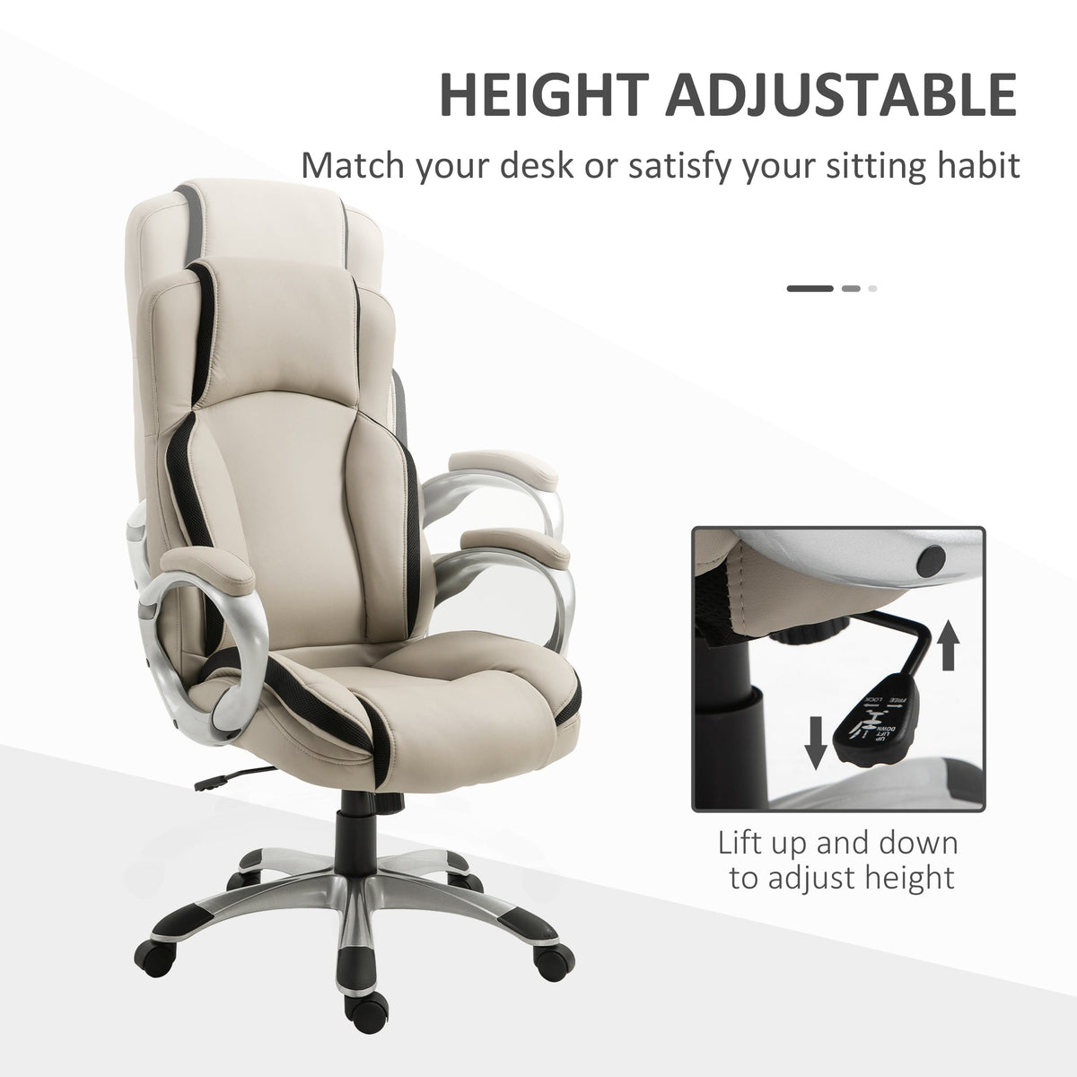 Fauteuil de bureau de direction ergonomique Fisher - Beige/Noir