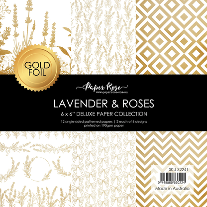 Lavande et Roses - Collection de papiers à feuille d'or 6x6 32241