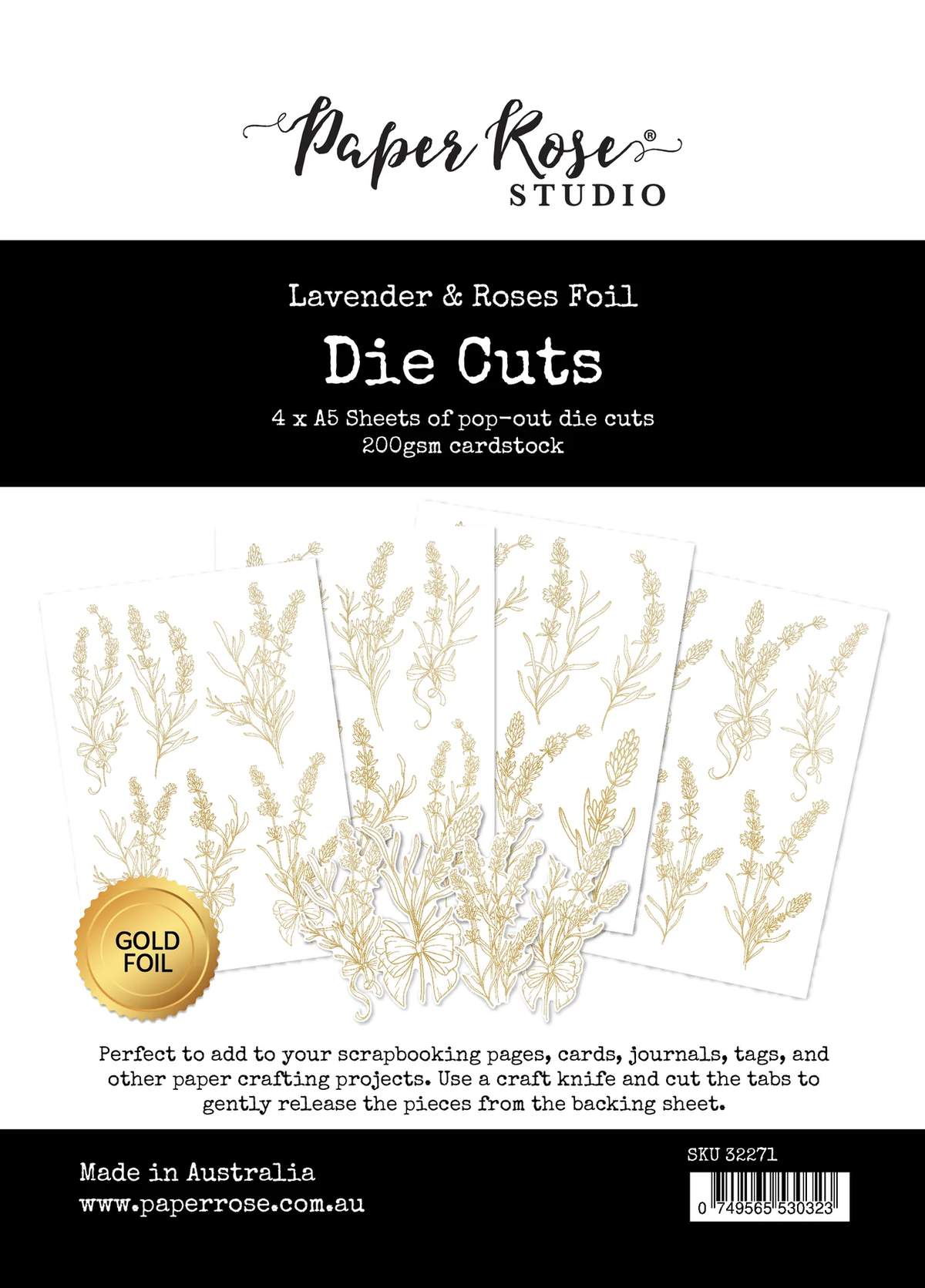 Lavender & Roses - Gold Foil Die Cuts 32271