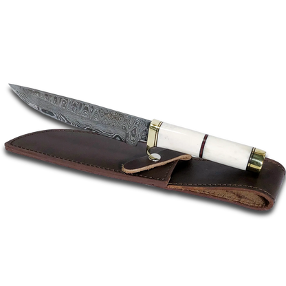 Haruto Bowie Knife - Camel Bone Handle 7.5 inch with leather Sheath