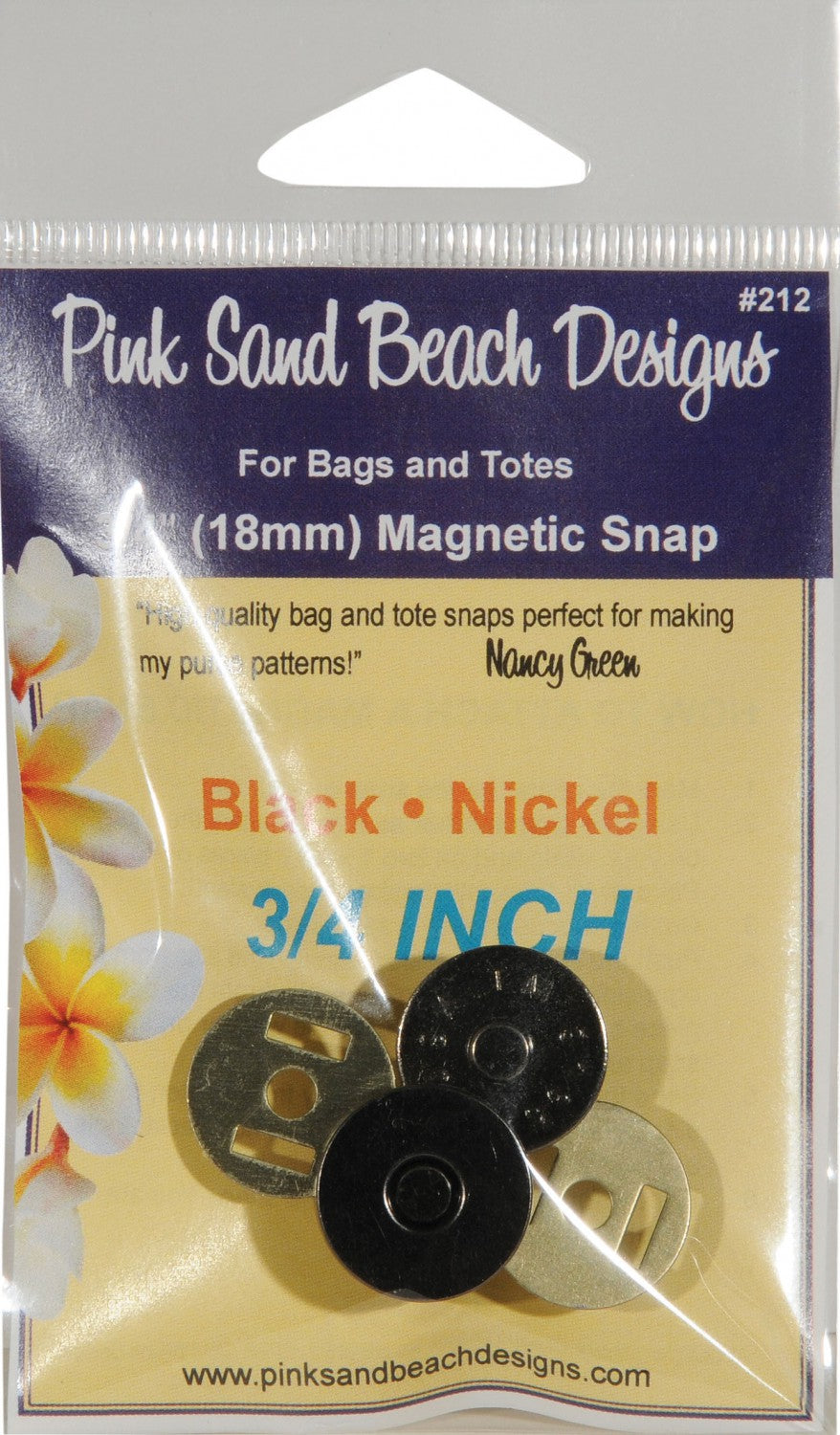 Pink Sands Beach - Bouton-pression magnétique pour sac à main - 3/4po (18MM)