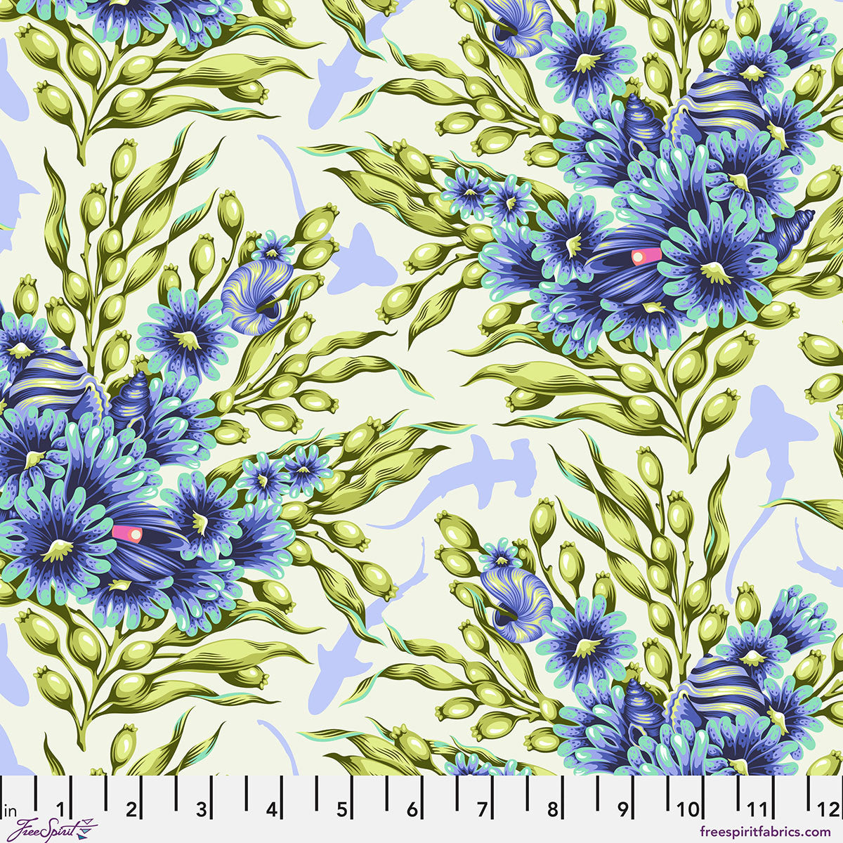 Tula Pink - Floral Reef - Shadow Sharks - Marine - PWTP267.MARINE
