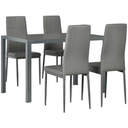 Zaya 5-Piece Rectangular Glass Dining Set for Small Spaces-Grey