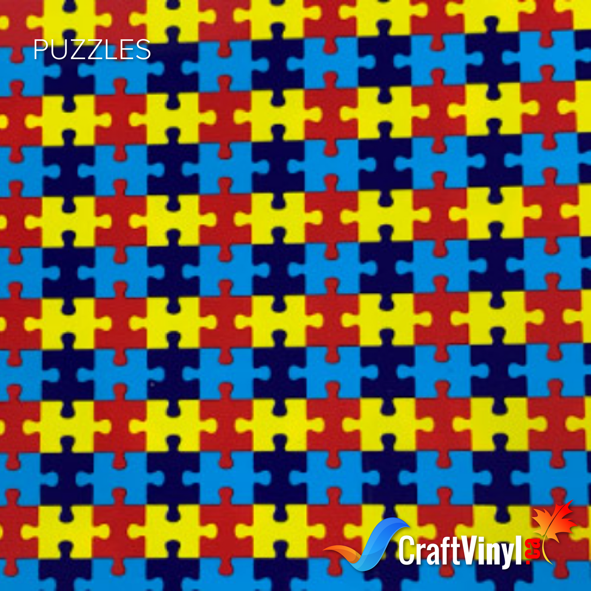 Motif de puzzle en vinyle thermocollant (livré avec un film ou une doublure protectrice transparente)