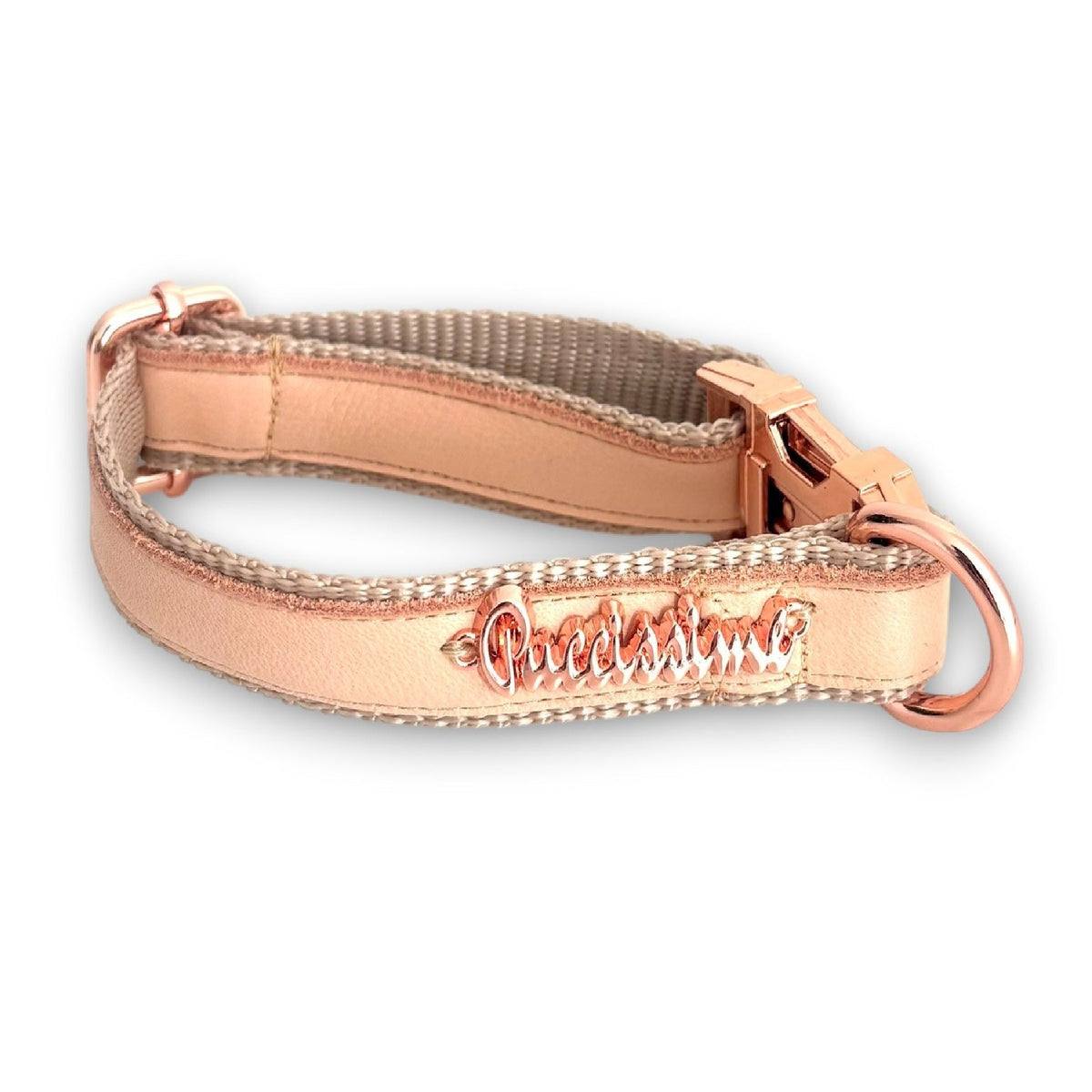 Collier en cuir véritable pêche