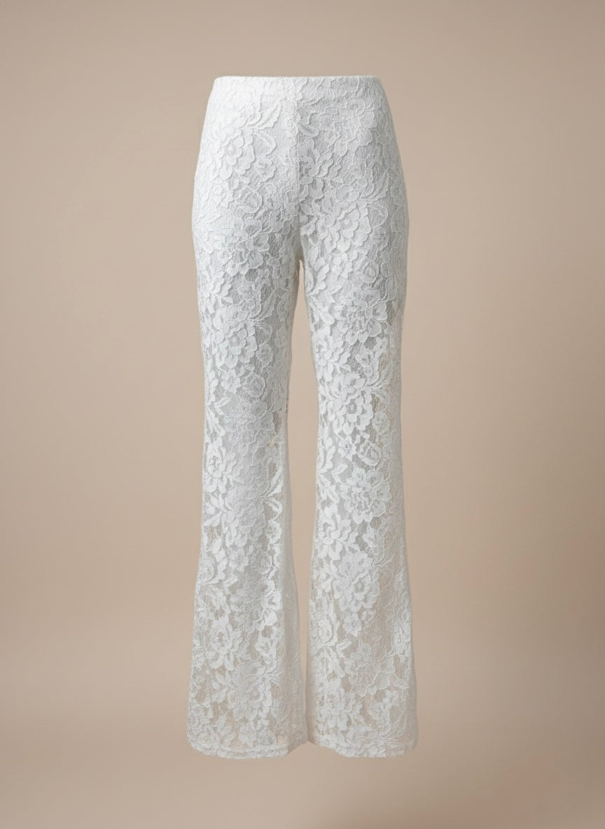 Ensemble Corset en dentelle florale et pantalon large