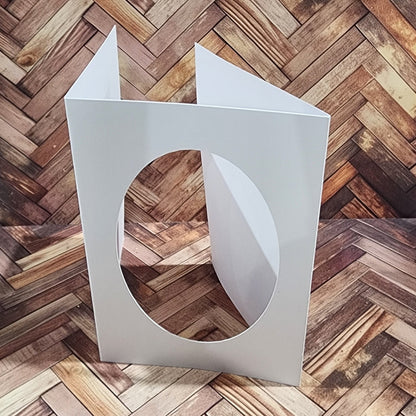 Oval Window Tri Fold White Card Bases - 4.25 x 5.5" - 10 pieces 34596