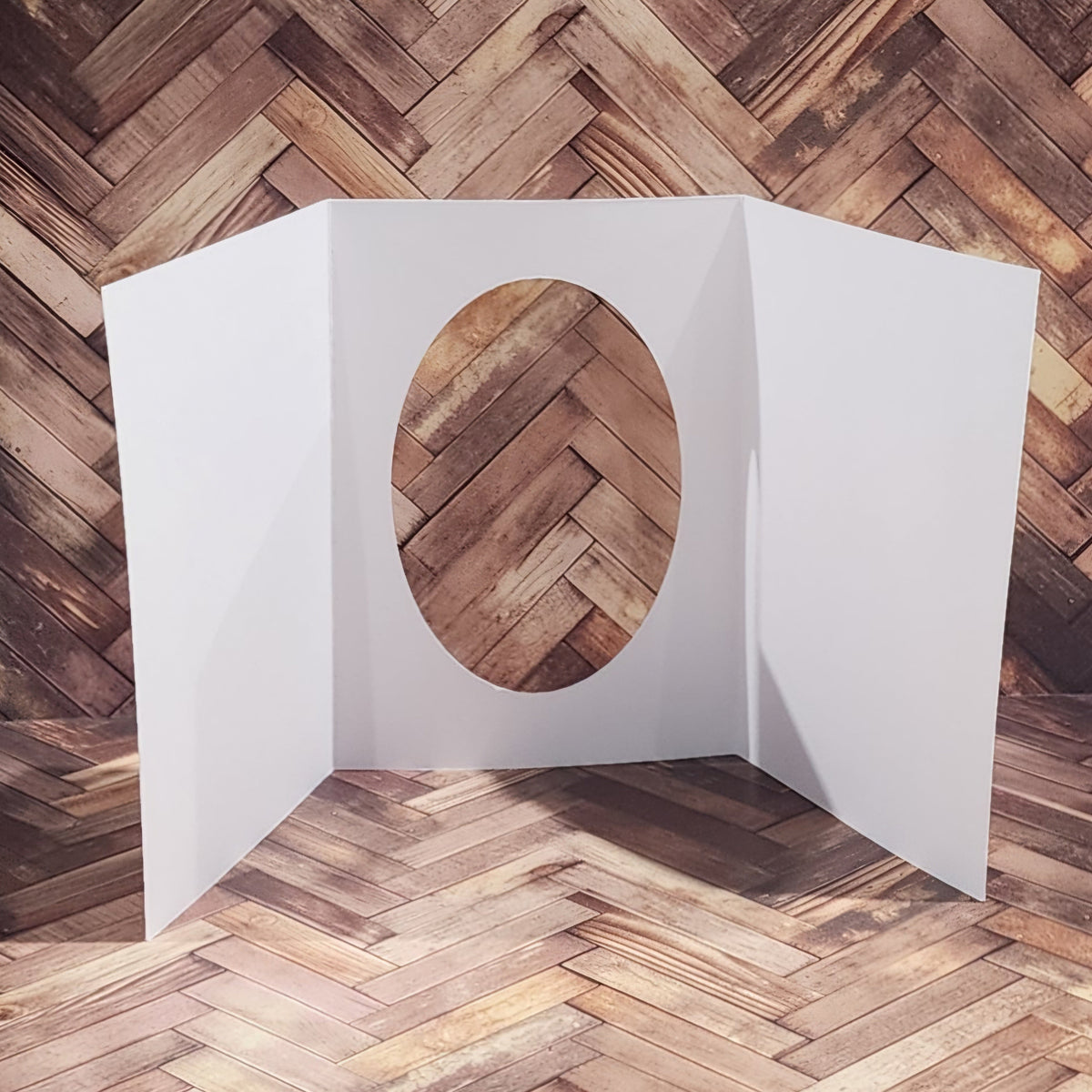 Oval Window Tri Fold White Card Bases - 4.25 x 5.5" - 10 pieces 34596