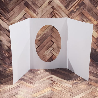 Oval Window Tri Fold White Card Bases - 4.25 x 5.5" - 10 pieces 34596
