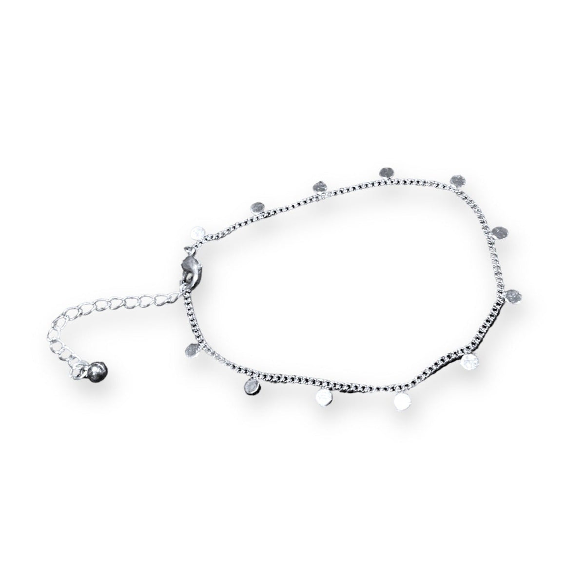 Delicate Disc & Chain Bracelet In Silver Plate
