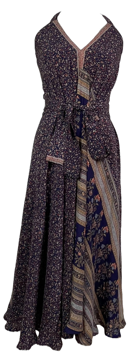 PRC7665 Robe longue en pure soie Avatar avec ceinture