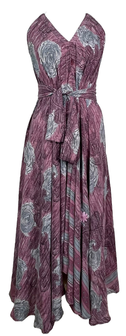 Robe longue en pure soie PRC7760 Avatar avec ceinture